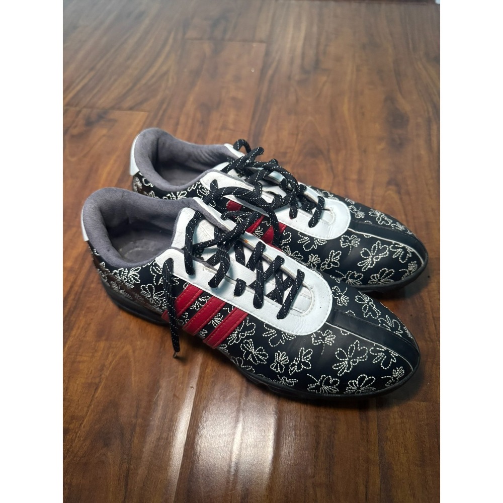 Womens Adidas Floral Black Red 2006 Fitfoam Z-Traxion Golf Shoes 737486 SZ 7